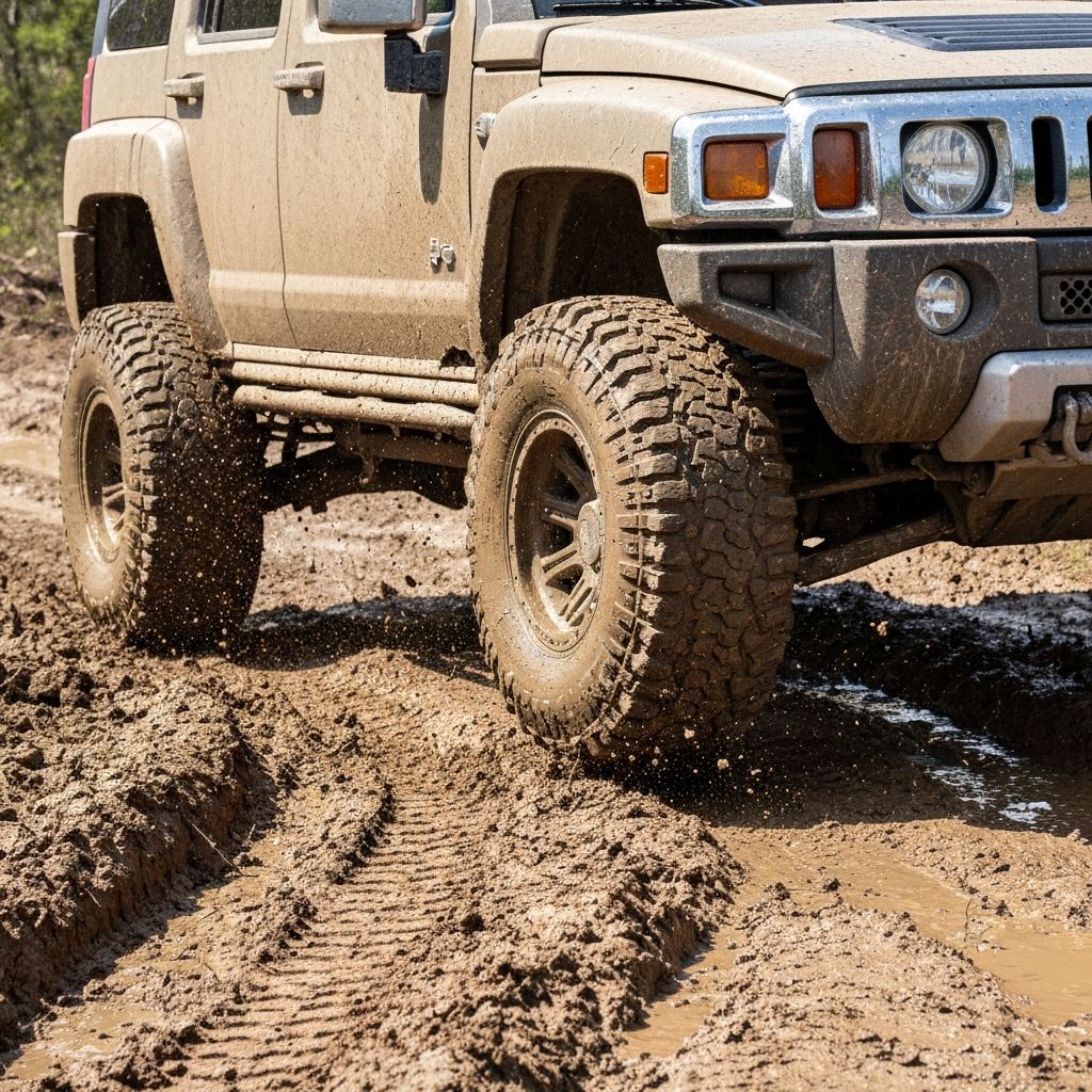 Hummer H3 in desert dusk